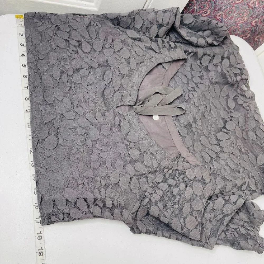 Garnet‎ Hill Women's Bohème Easy Lace Dress Size 4 In Color Gray 3/4 Sleeves